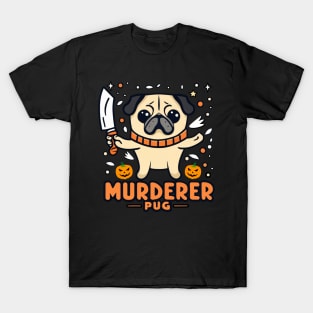 Funny Murderer Dog With Knife Halloween T-Shirt